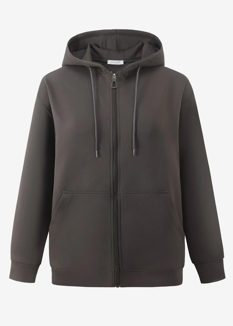 Oversize Sweatjacke mit Kapuze - grau