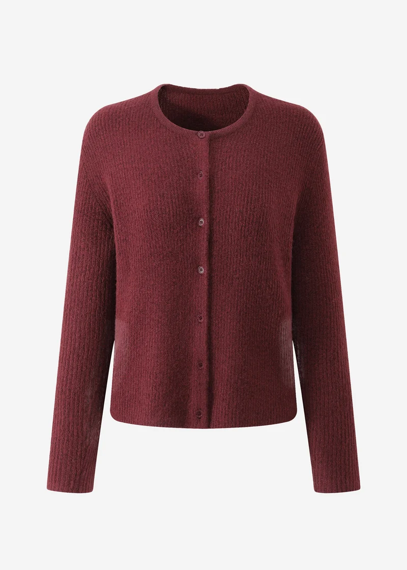 Cardigan mit Rippstruktur - burgundy