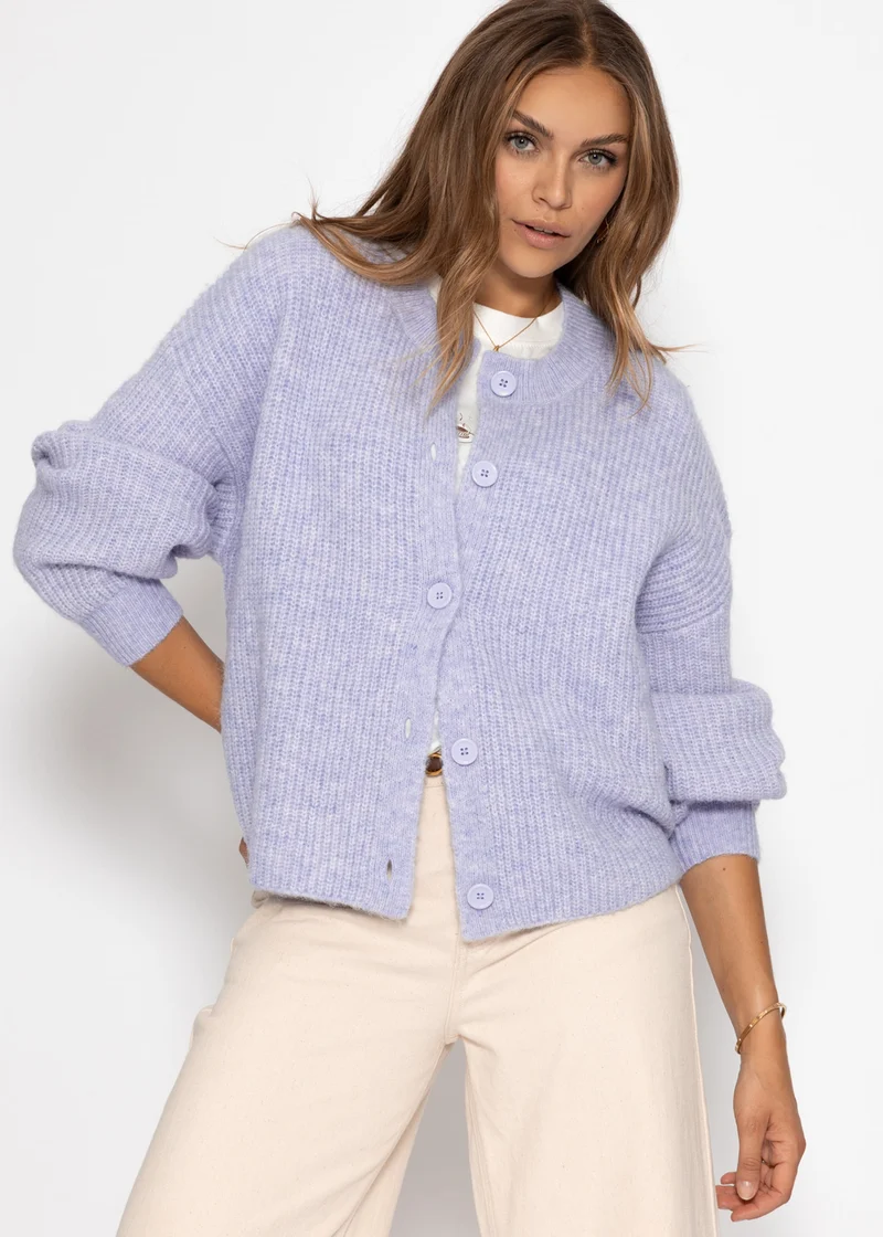 Cardigan mit Rundhalsausschnitt - flieder