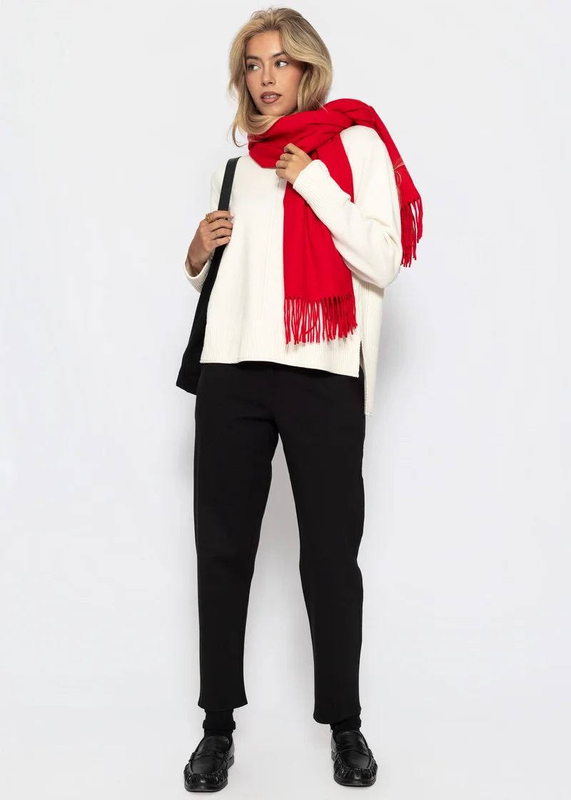 Rollkragenpullover mit Ziernaht - offwhite