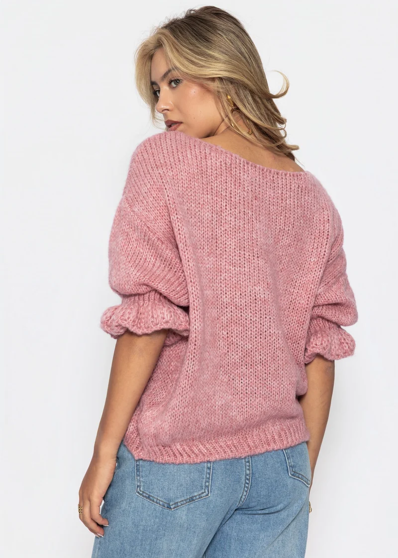 U-Boot Pullover mit 3/4 Ärmeln - altrosa
