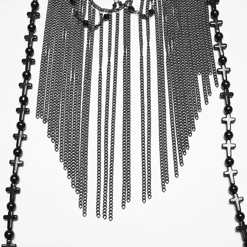 Gothic-Kopfbedeckung für Damen mit Kreuzquasten und Kette