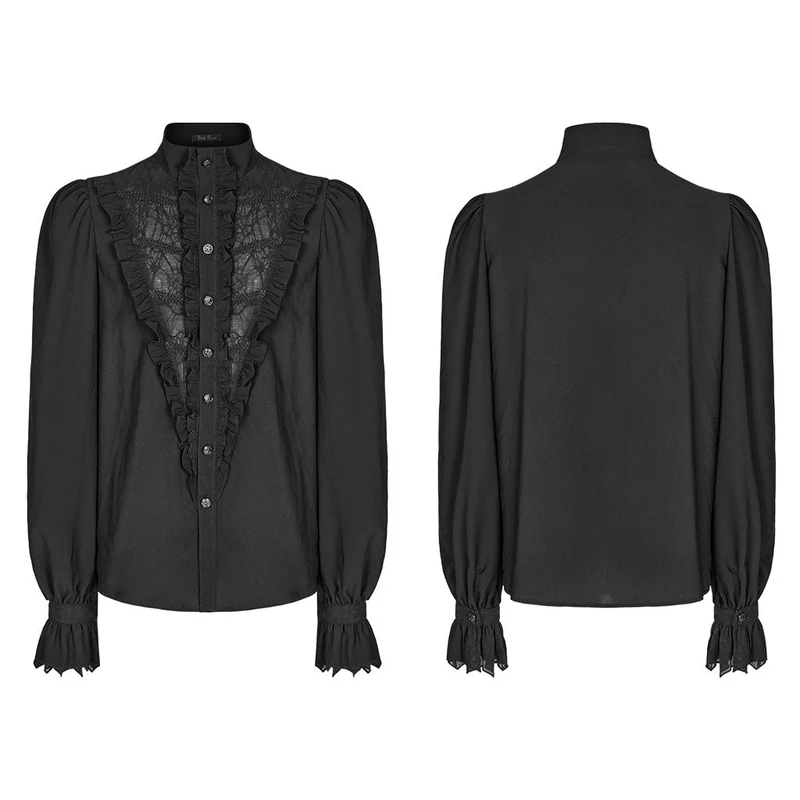 Gothic Stehkragen Rüschenhemd für Herren