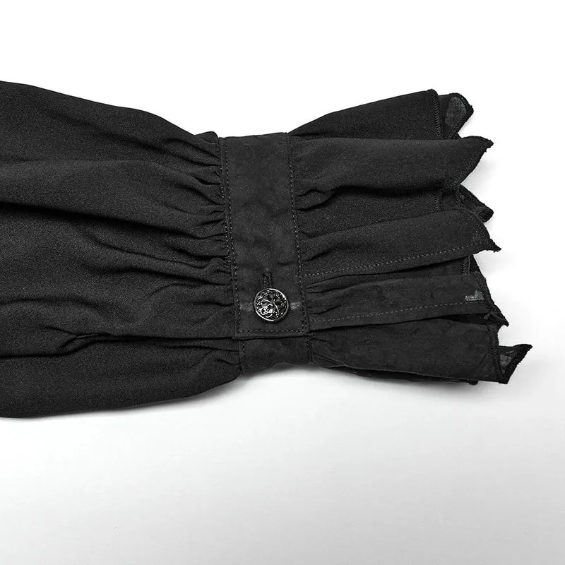 Gothic Stehkragen Rüschenhemd für Herren