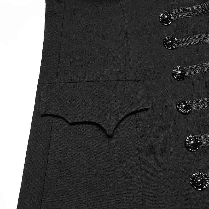 Lange Weste für Herren im Gothic-Stil mit Fledermauskragen und Schnalle