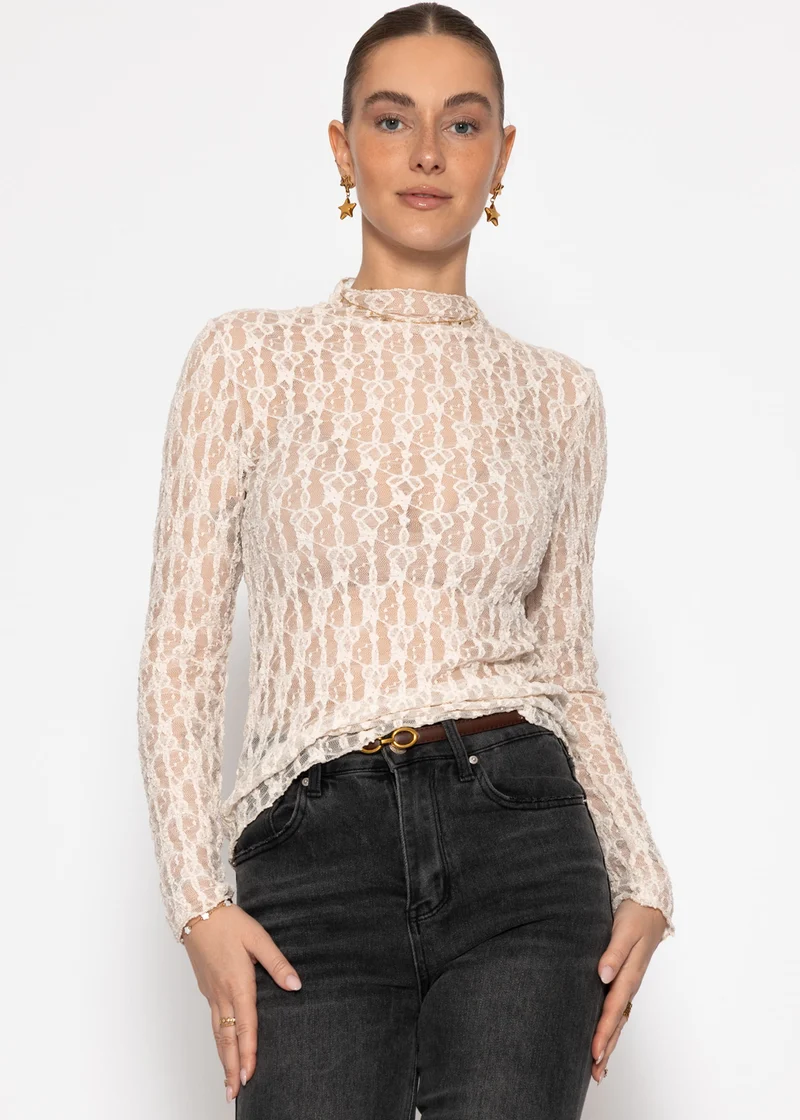 Langarm Spitzenshirt - creme