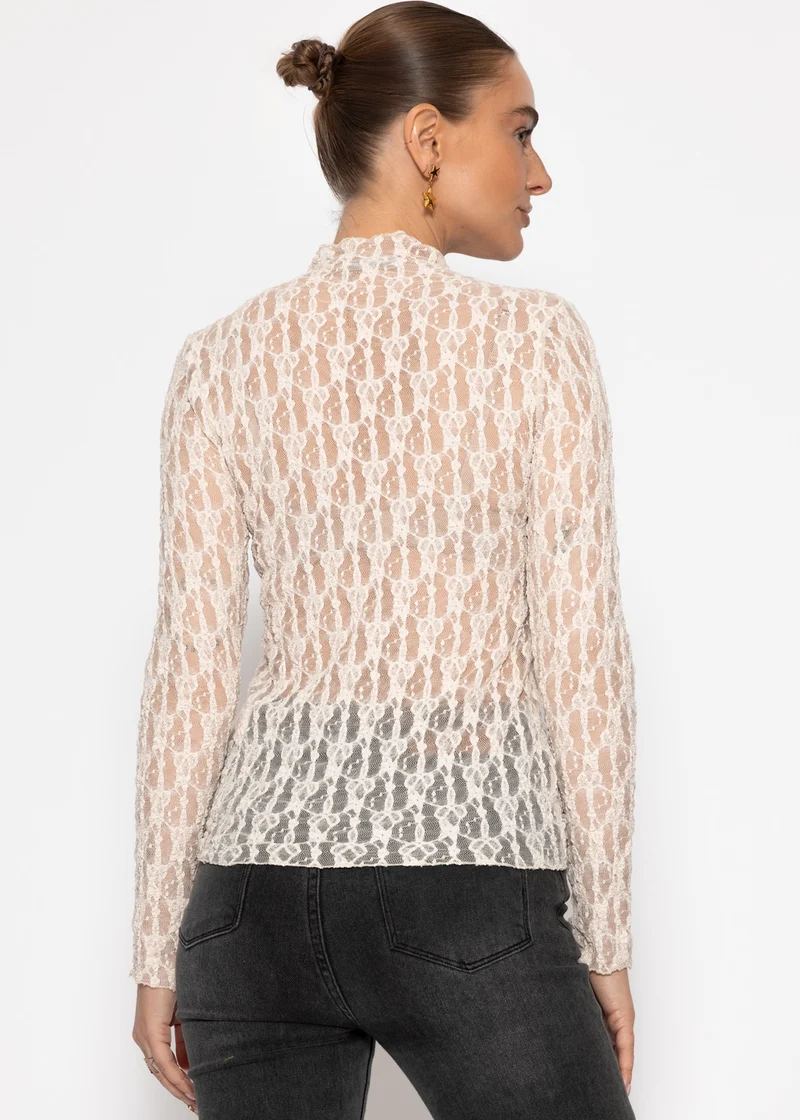 Langarm Spitzenshirt - creme