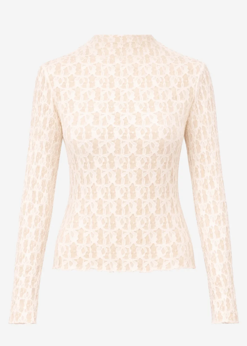 Langarm Spitzenshirt - creme