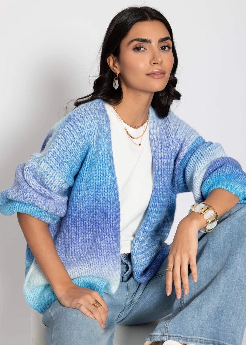 Offener Cardigan mit Farbverlauf - blau