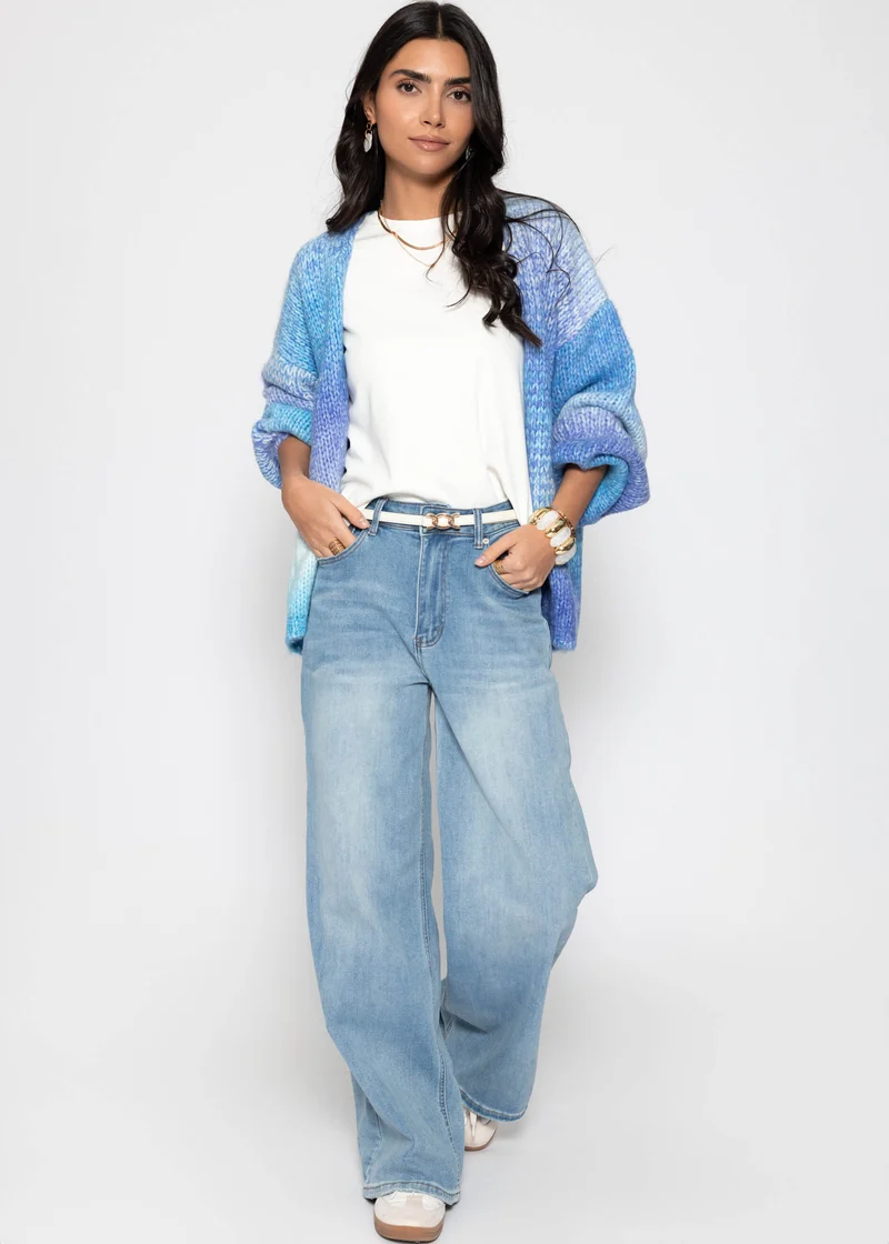 Offener Cardigan mit Farbverlauf - blau