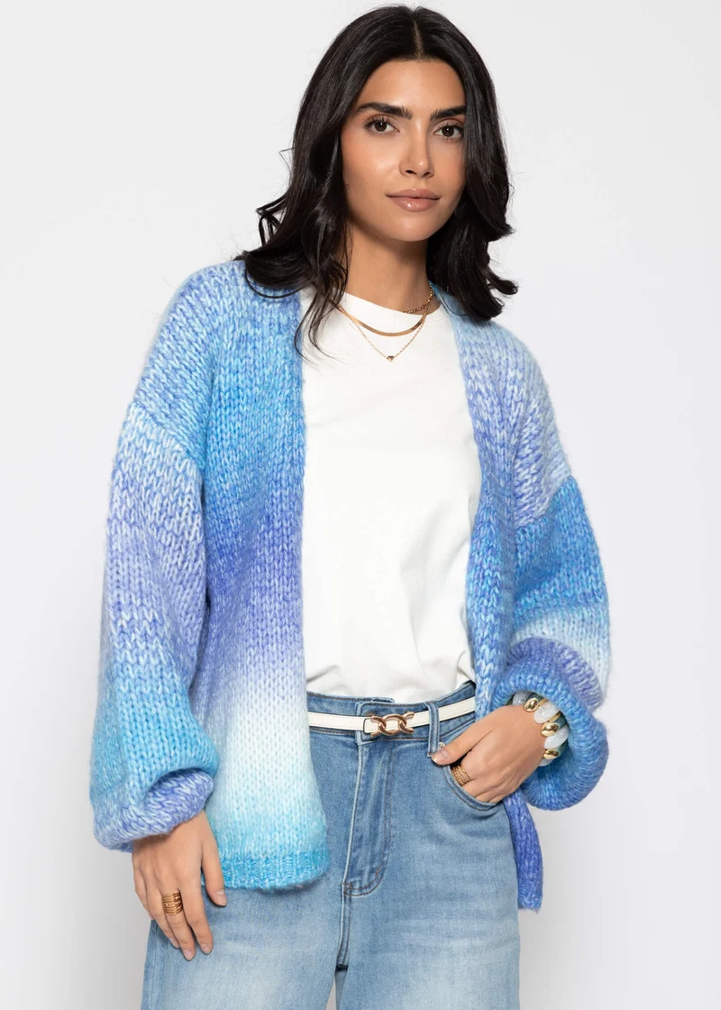 Offener Cardigan mit Farbverlauf - blau
