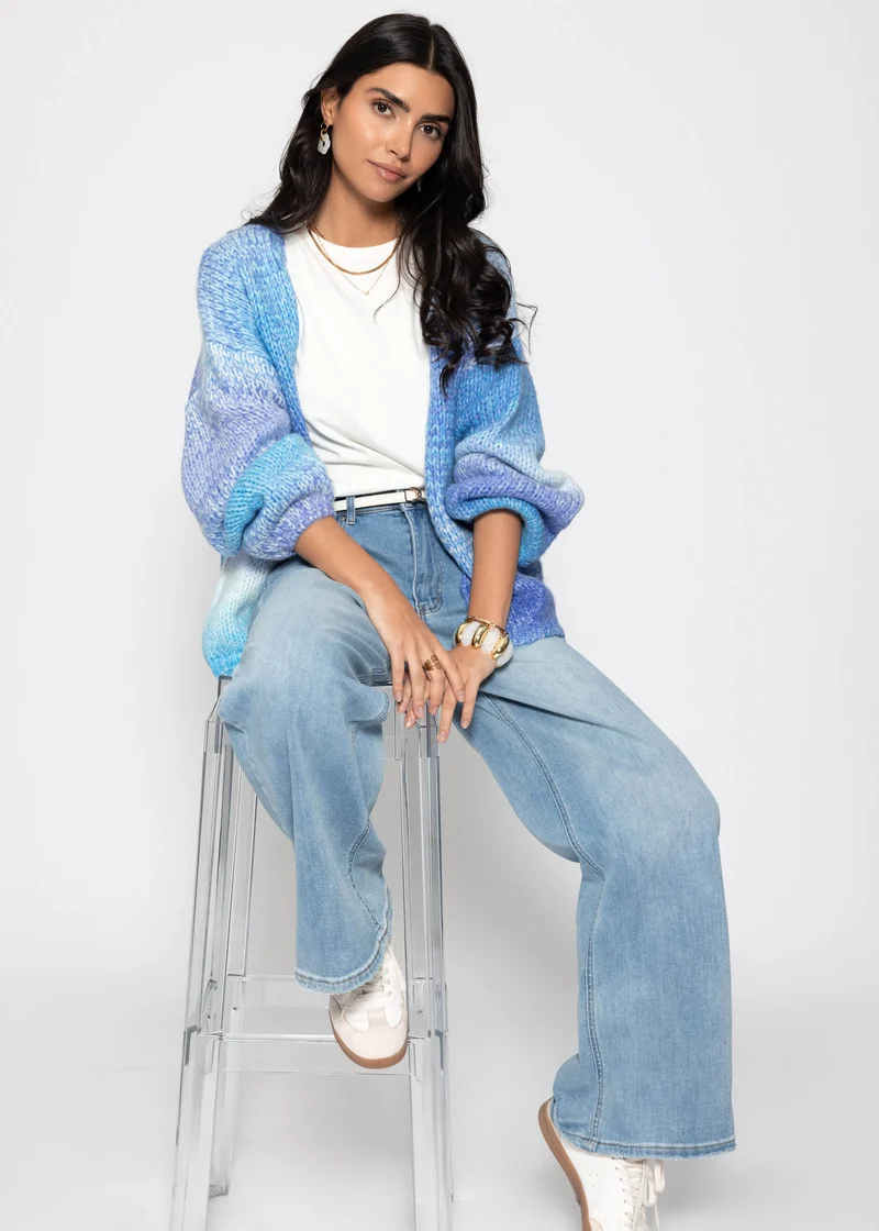 Offener Cardigan mit Farbverlauf - blau