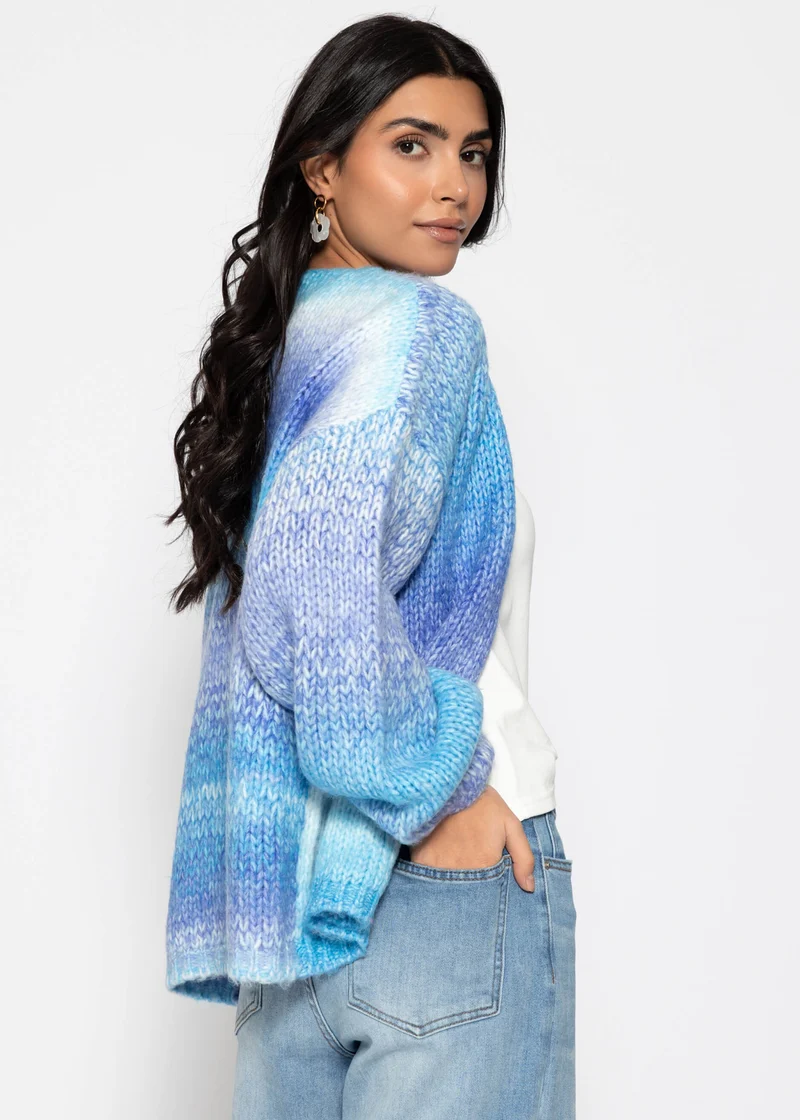 Offener Cardigan mit Farbverlauf - blau