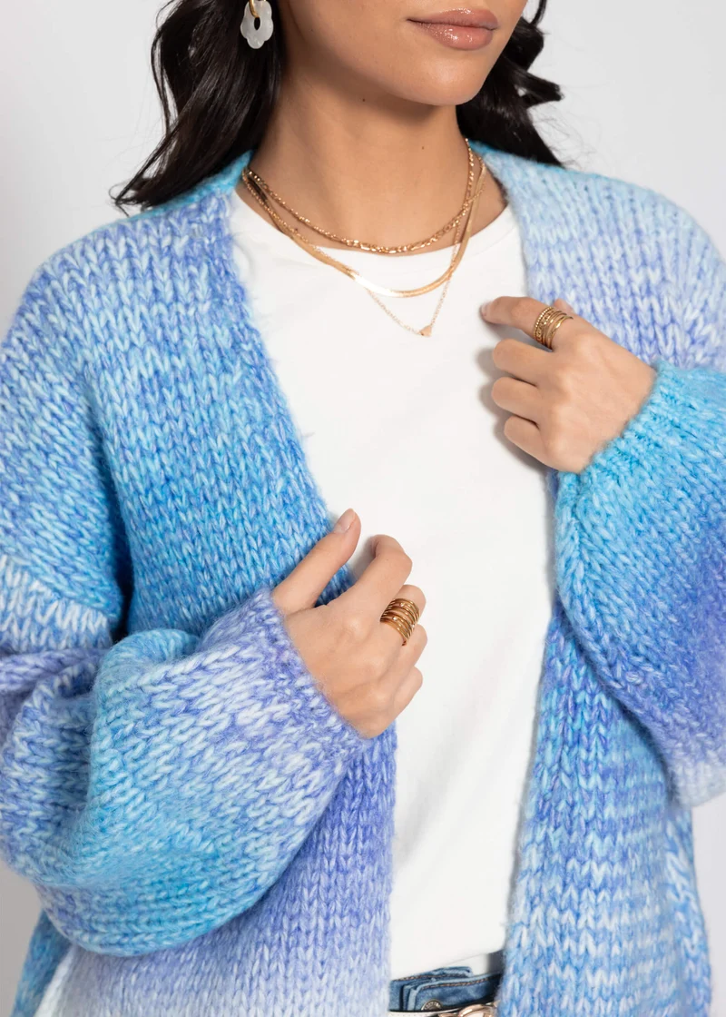 Offener Cardigan mit Farbverlauf - blau