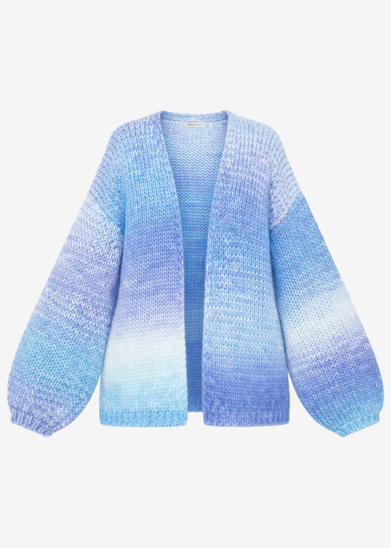 Offener Cardigan mit Farbverlauf - blau