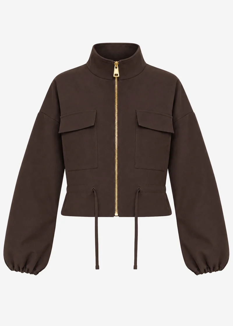 Blousonjacke mit Stehkragen - braun