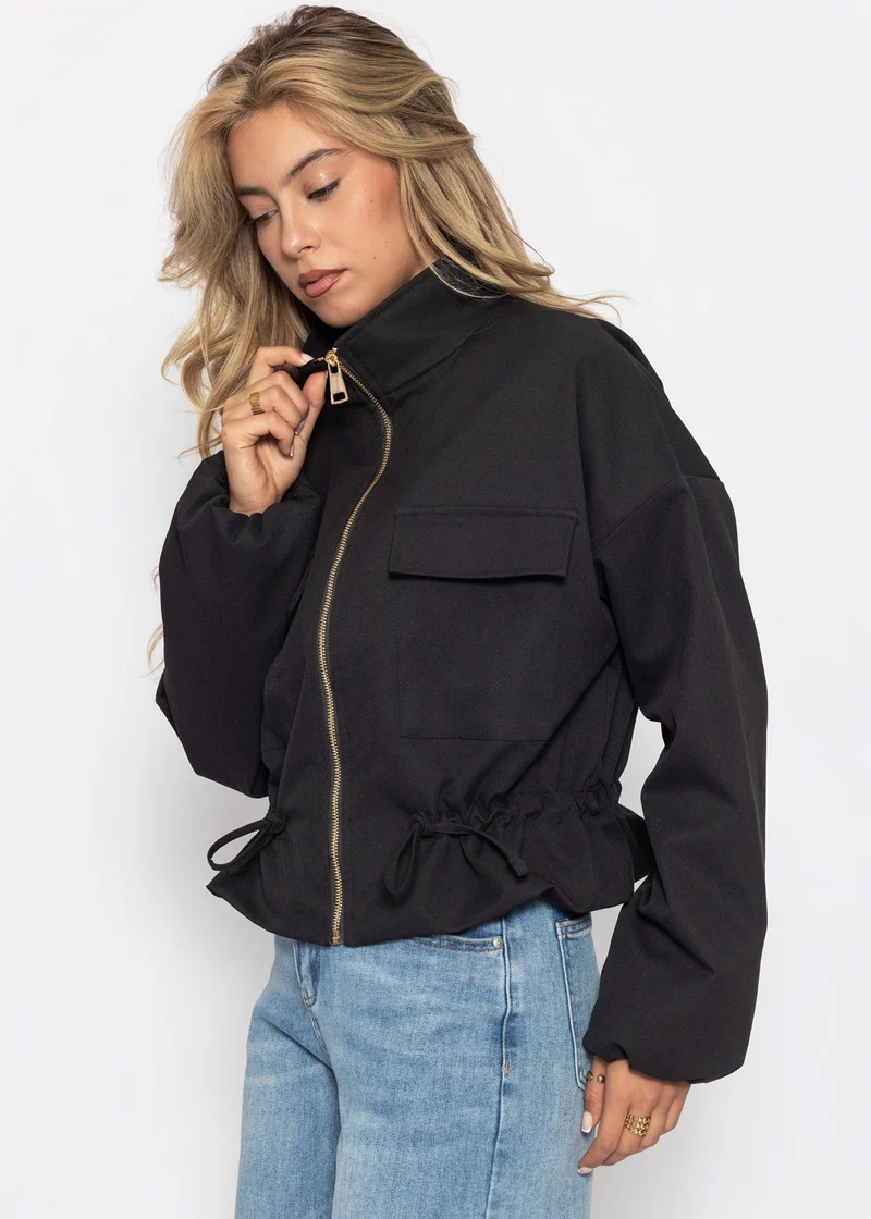 Blousonjacke mit Stehkragen - schwarz