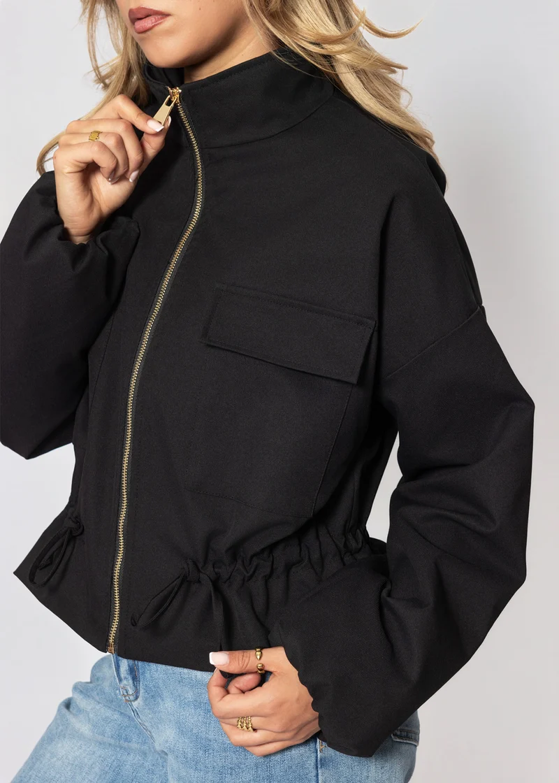 Blousonjacke mit Stehkragen - schwarz