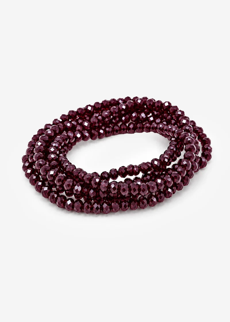 Mehrreihiges Perlen Armband - burgundy