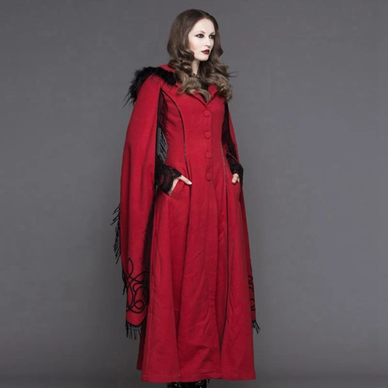 Gothic-Mantel für Damen mit Engelsärmeln und Quasten