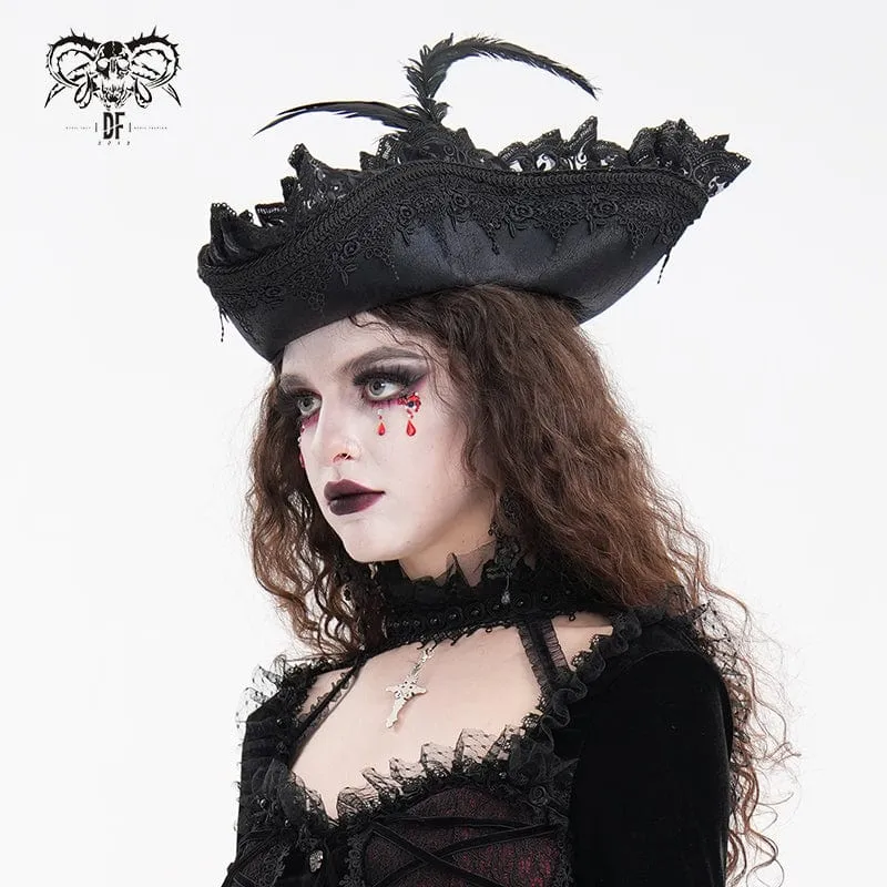 Gothic-Mützen aus gefiederter Spitze für Damen