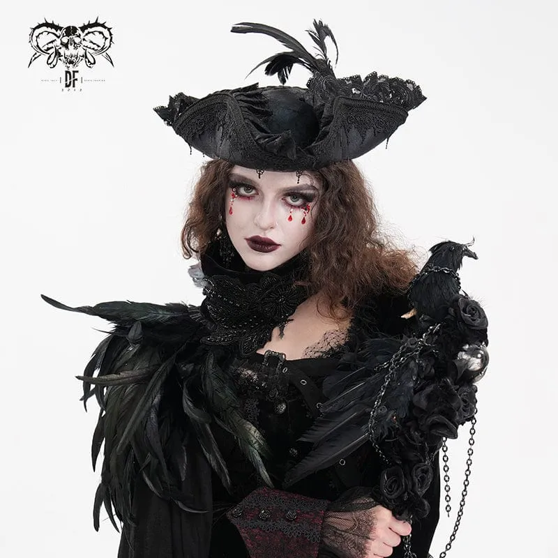 Gothic-Mützen aus gefiederter Spitze für Damen