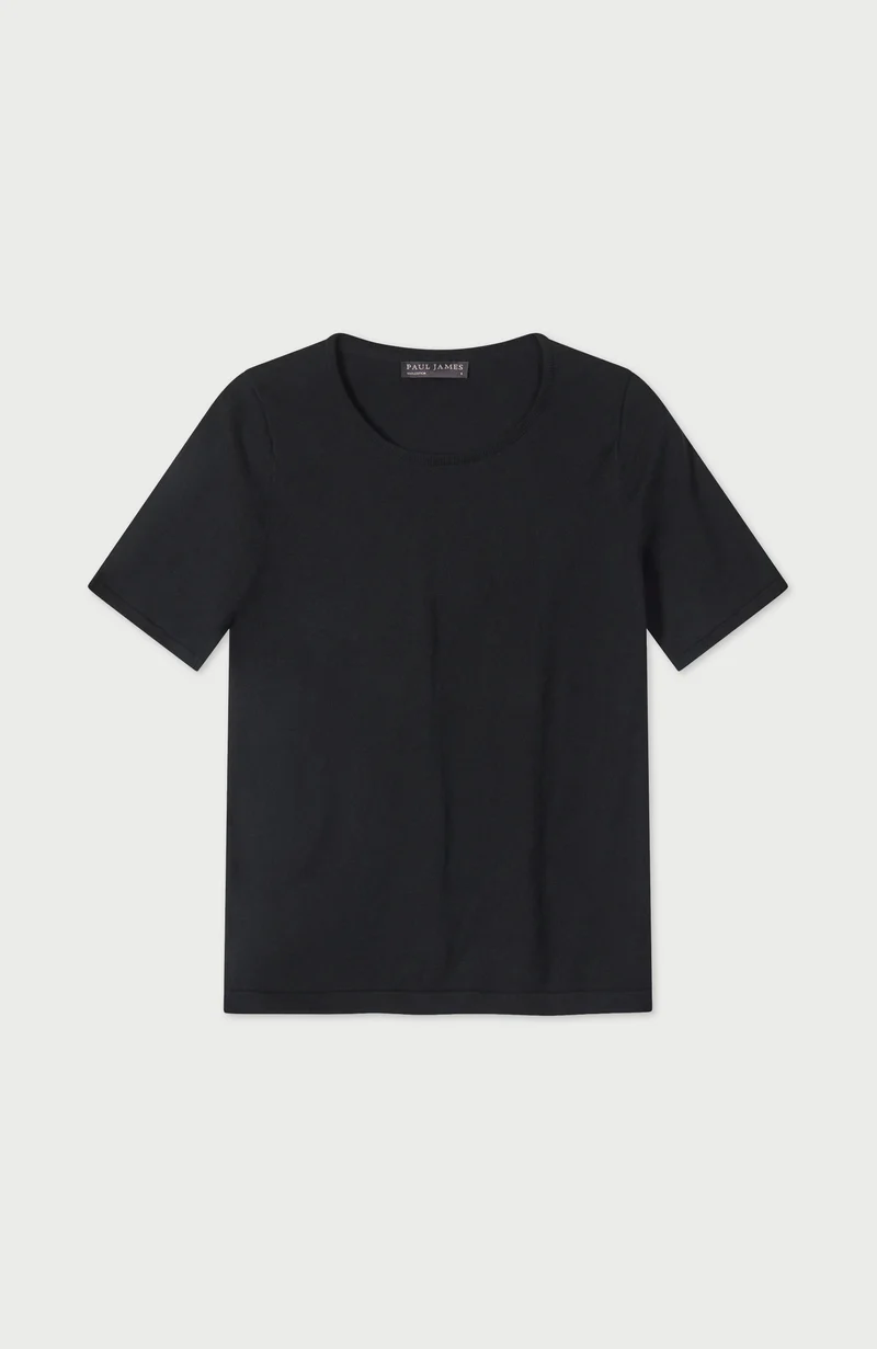 Womens Ultra Fine Cotton Crew Neck Knitted T-Shirt