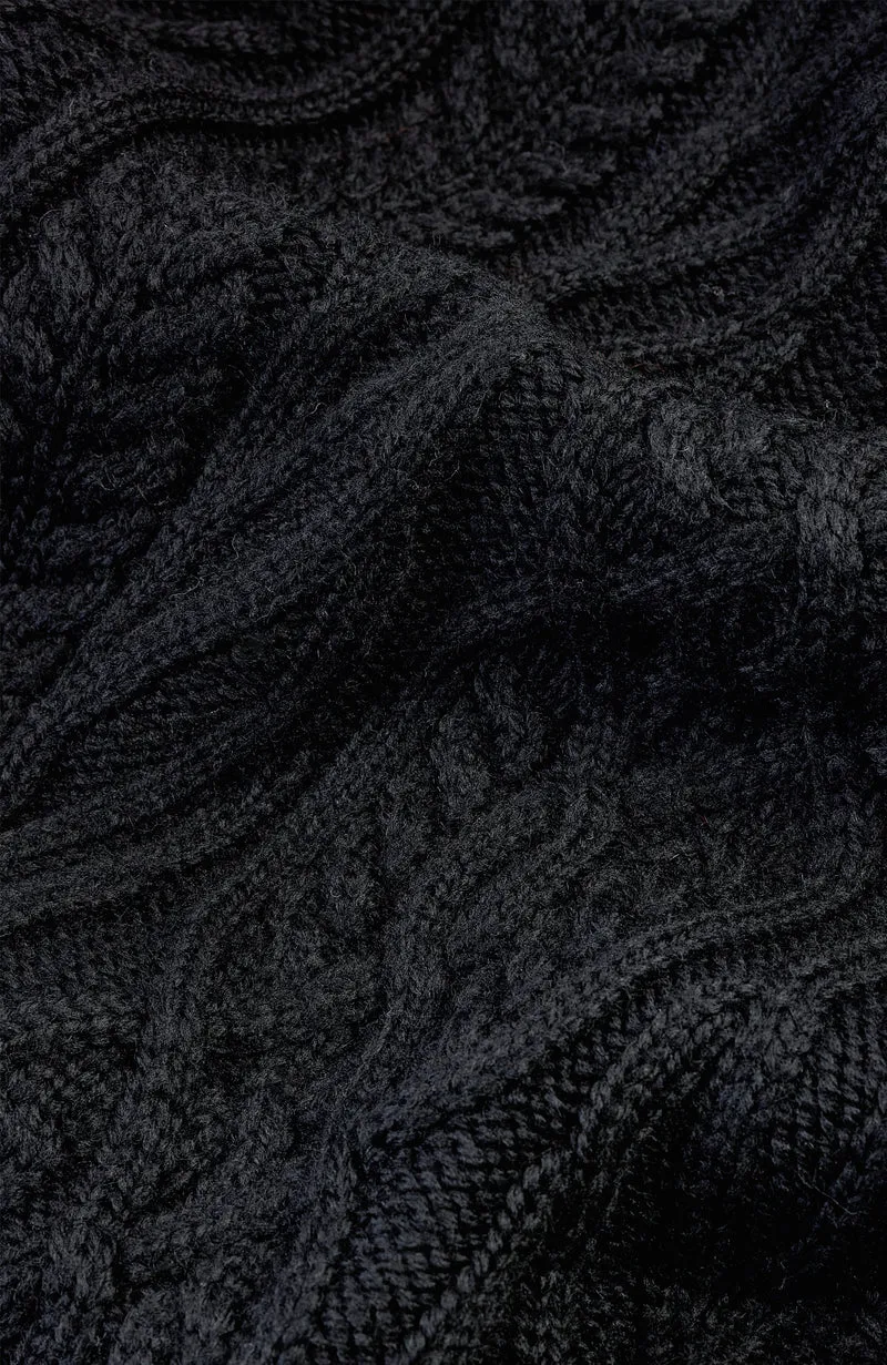 Womens Chunky Merino Wool Roll Neck Cable Jumper