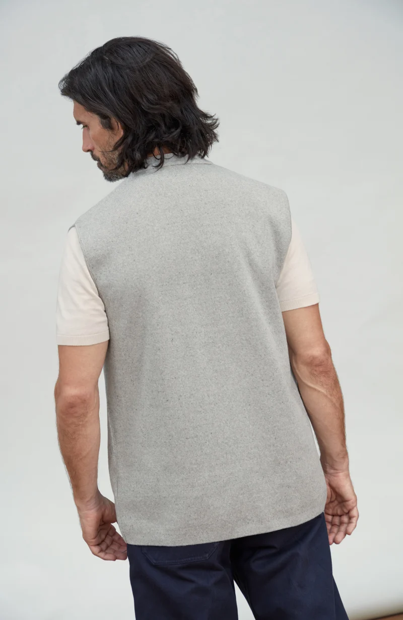 Mens Midweight Cotton Knitted Nehru Waistcoat