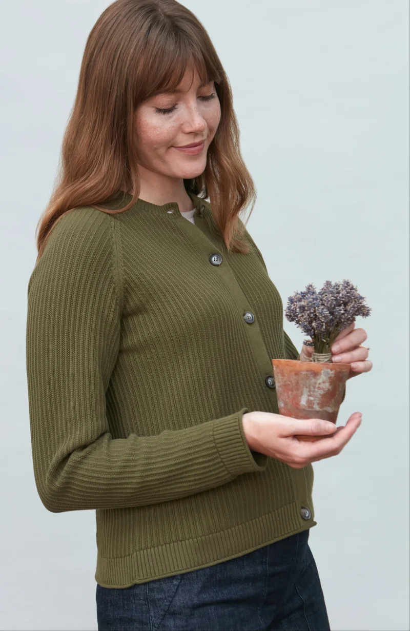 Womens Lightweight Cotton Textured Cardigan