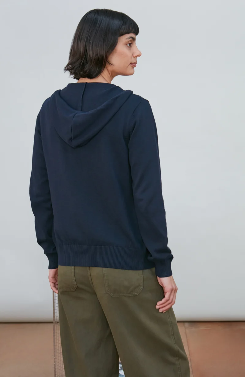 Damen-Kapuzenpullover aus 100 % Baumwolle mit durchgehendem Reißverschluss