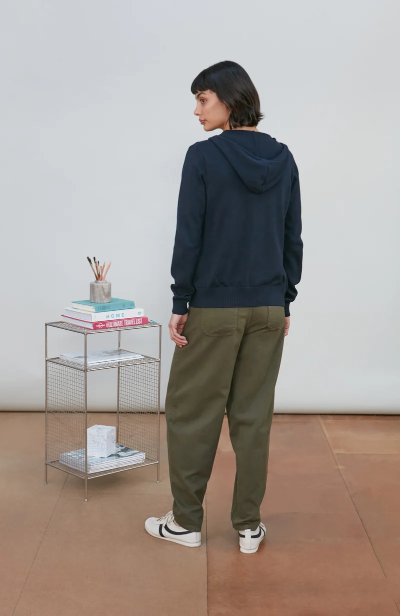 Damen-Kapuzenpullover aus 100 % Baumwolle mit durchgehendem Reißverschluss