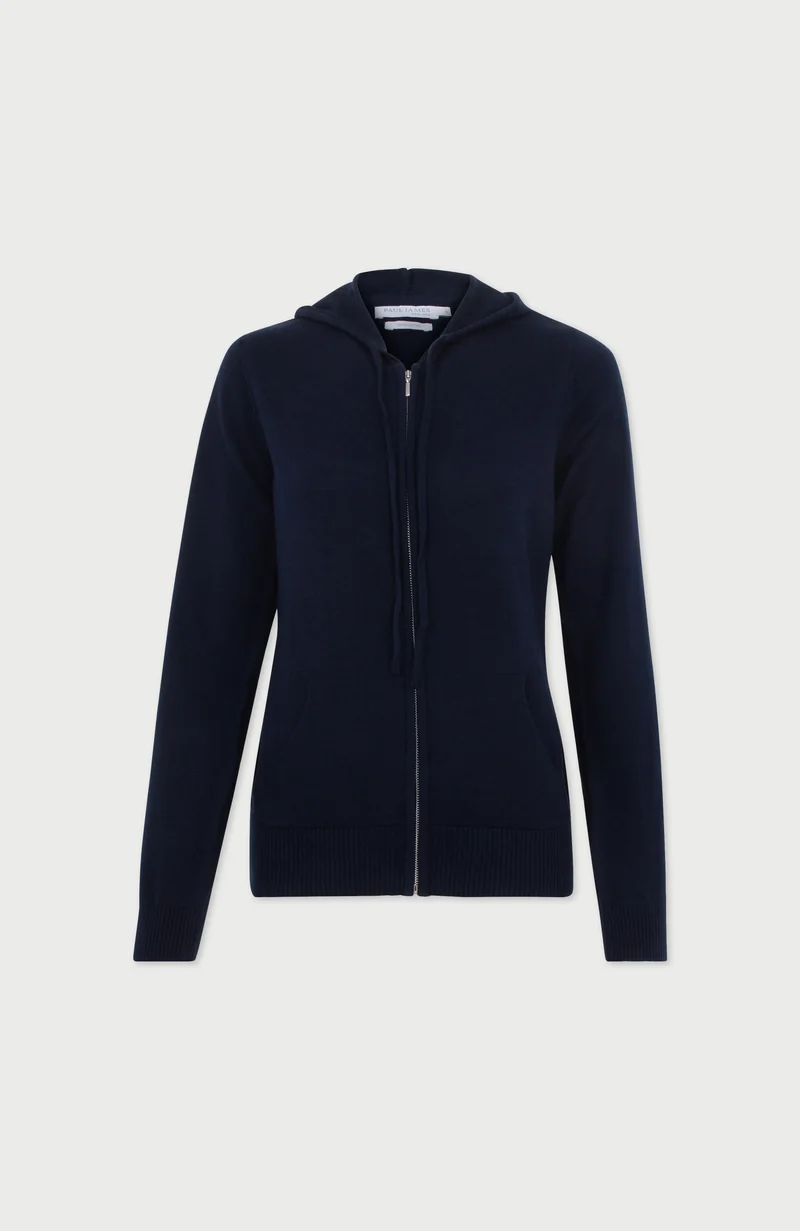 Damen-Kapuzenpullover aus 100 % Baumwolle mit durchgehendem Reißverschluss