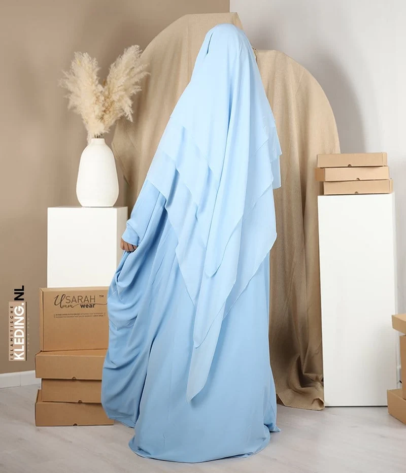 Dreifacher Diamant-Khimar-Chiffon - Babyblau