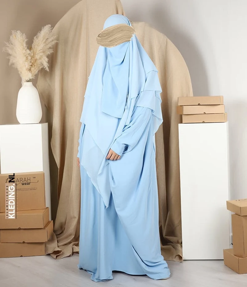 Dreifacher Diamant-Khimar-Chiffon - Babyblau