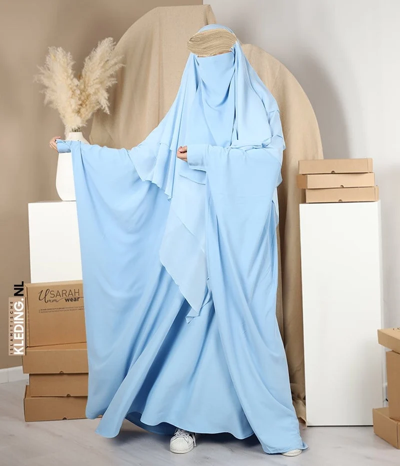 Dreifacher Diamant-Khimar-Chiffon - Babyblau