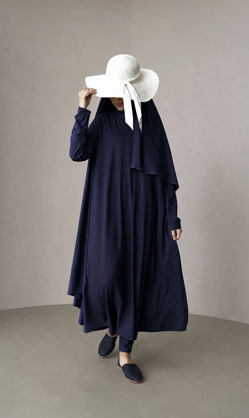 3-lagiger Burkini Long – Marineblau