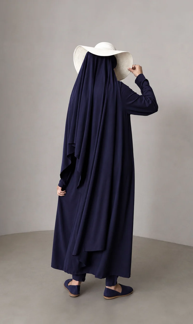 3-lagiger Burkini Long – Marineblau