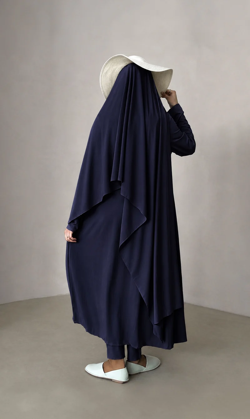 3-lagiger Burkini Long – Marineblau