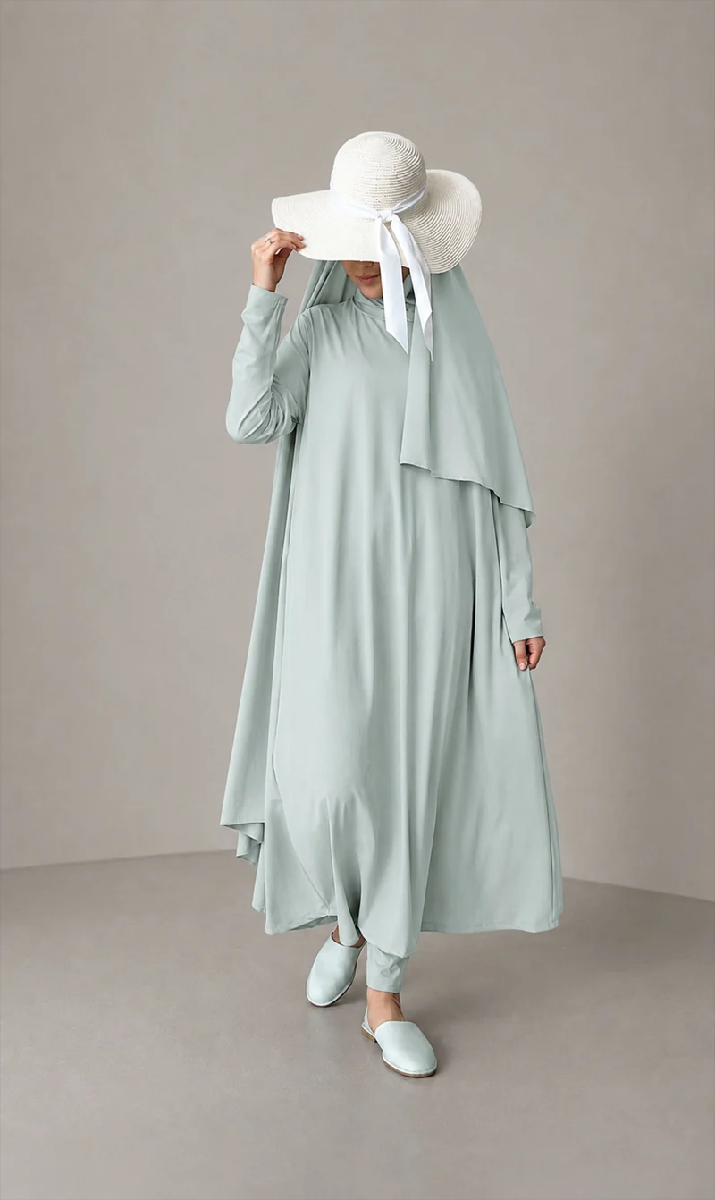 3-lagiger Burkini, lang, Aquagrün