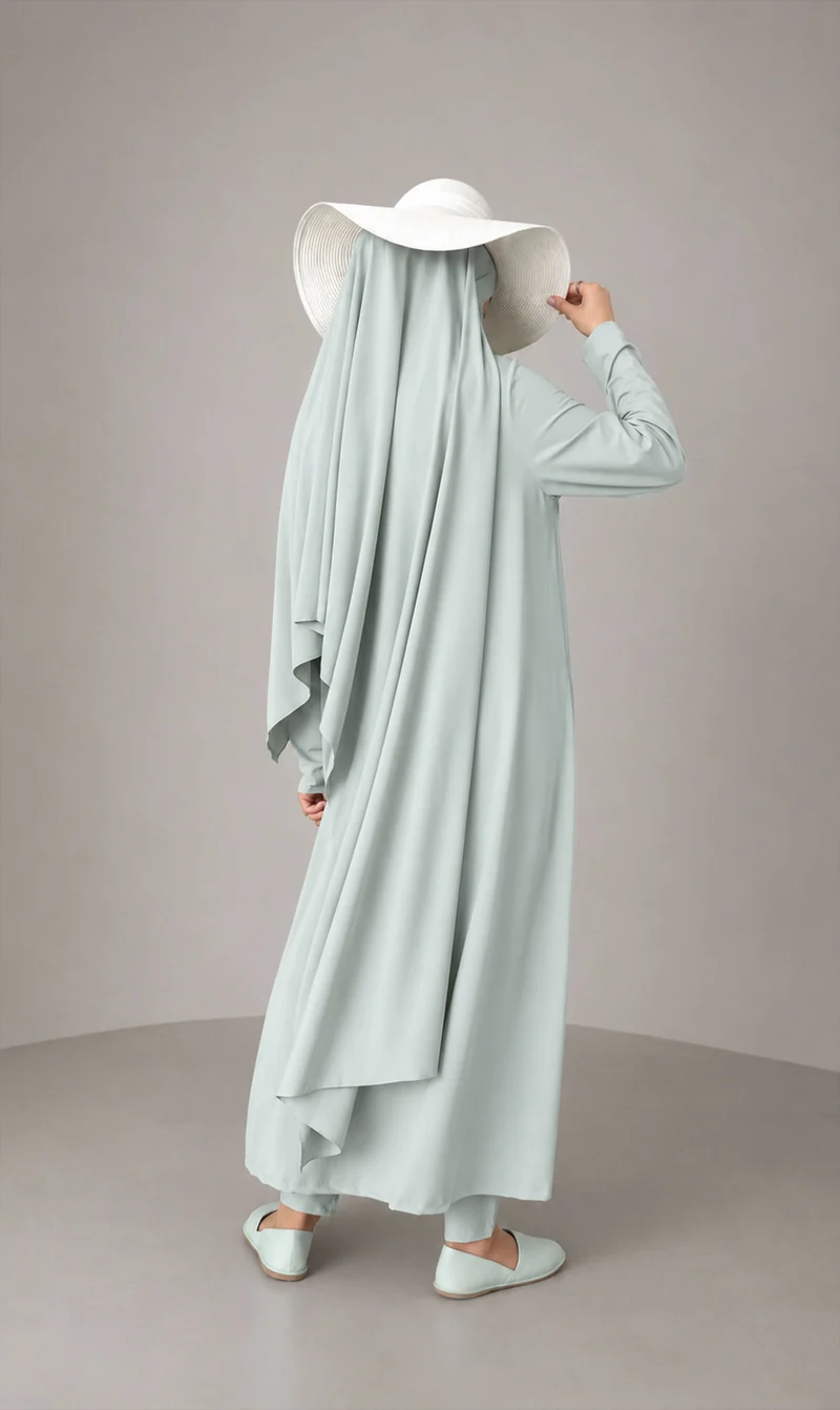3-lagiger Burkini, lang, Aquagrün