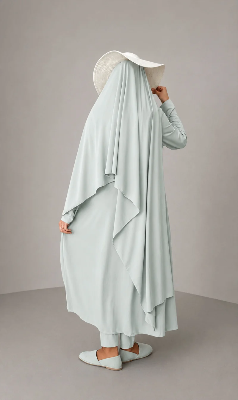 3-lagiger Burkini, lang, Aquagrün