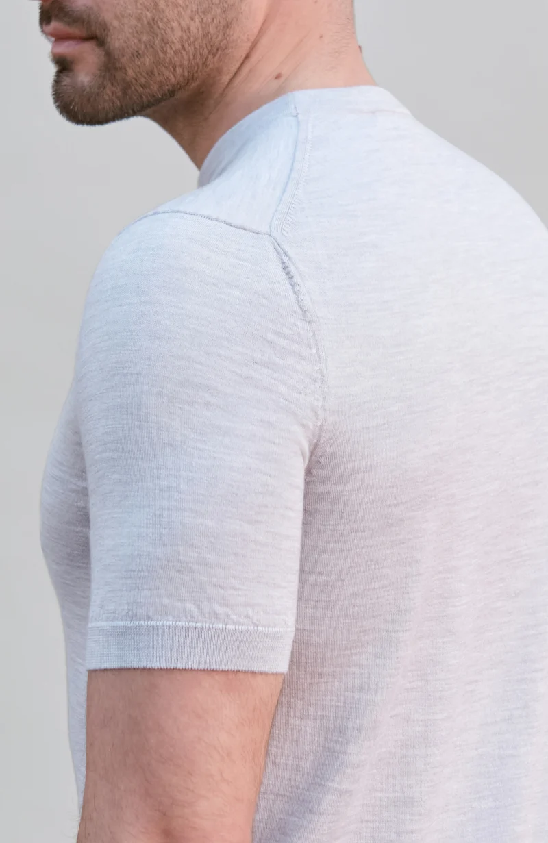 Mens Superfine Merino Silk Short Sleeve Jumper