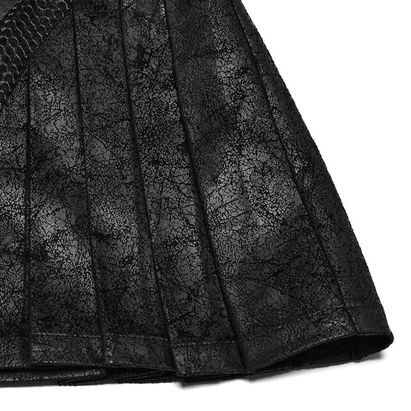 Damen Punk Kunstleder Splice Faltenrock