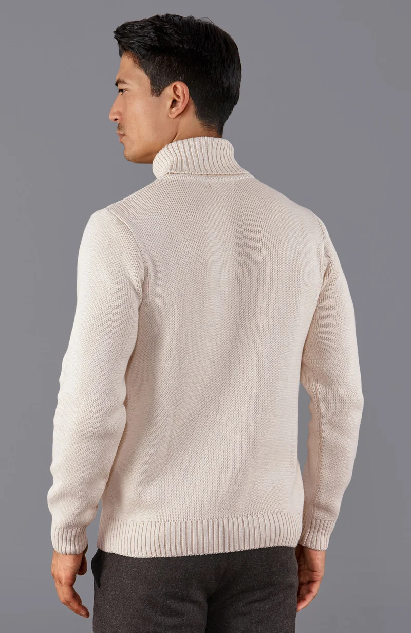 Mittelschwerer, taillierter Submariner-Rollkragenpullover aus 100 % Baumwolle für Herren
