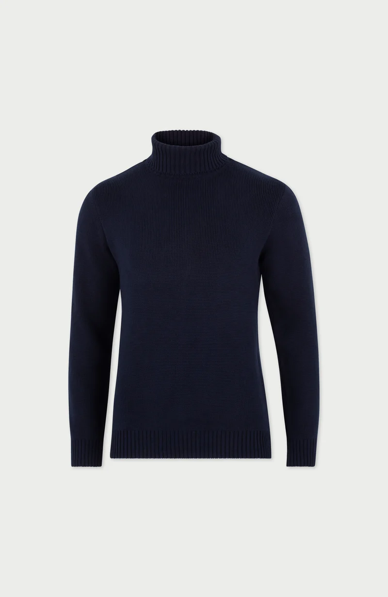 Mittelschwerer, taillierter Submariner-Rollkragenpullover aus 100 % Baumwolle für Herren