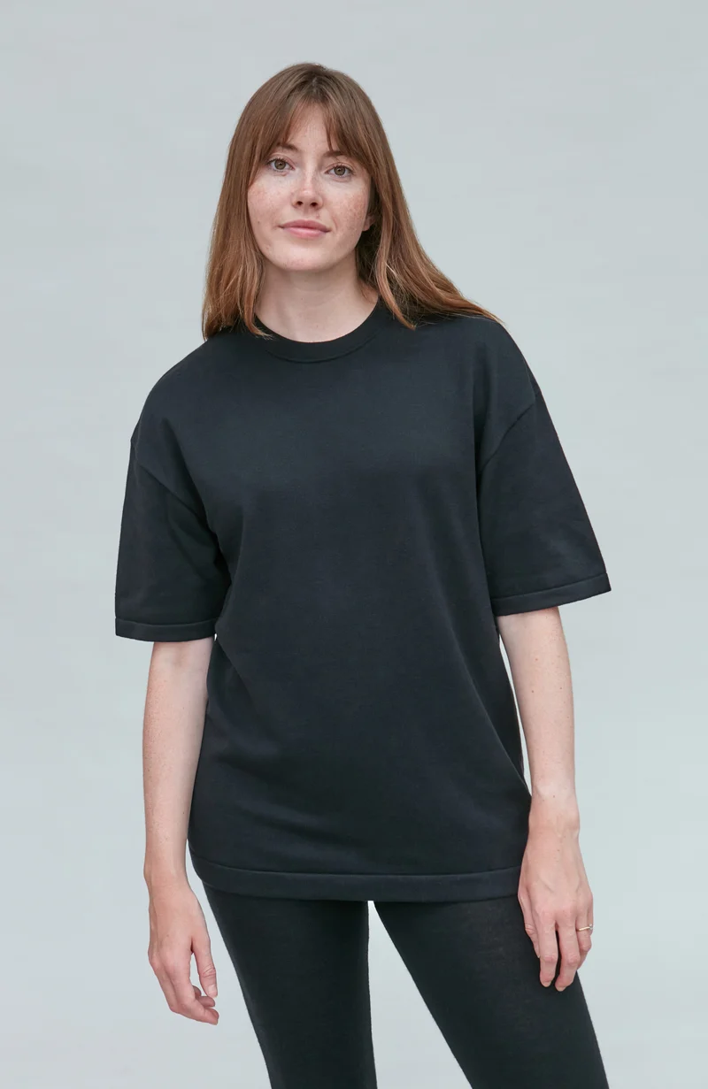 Womens Lightweight Cotton Oversized Knitted T-Shirt