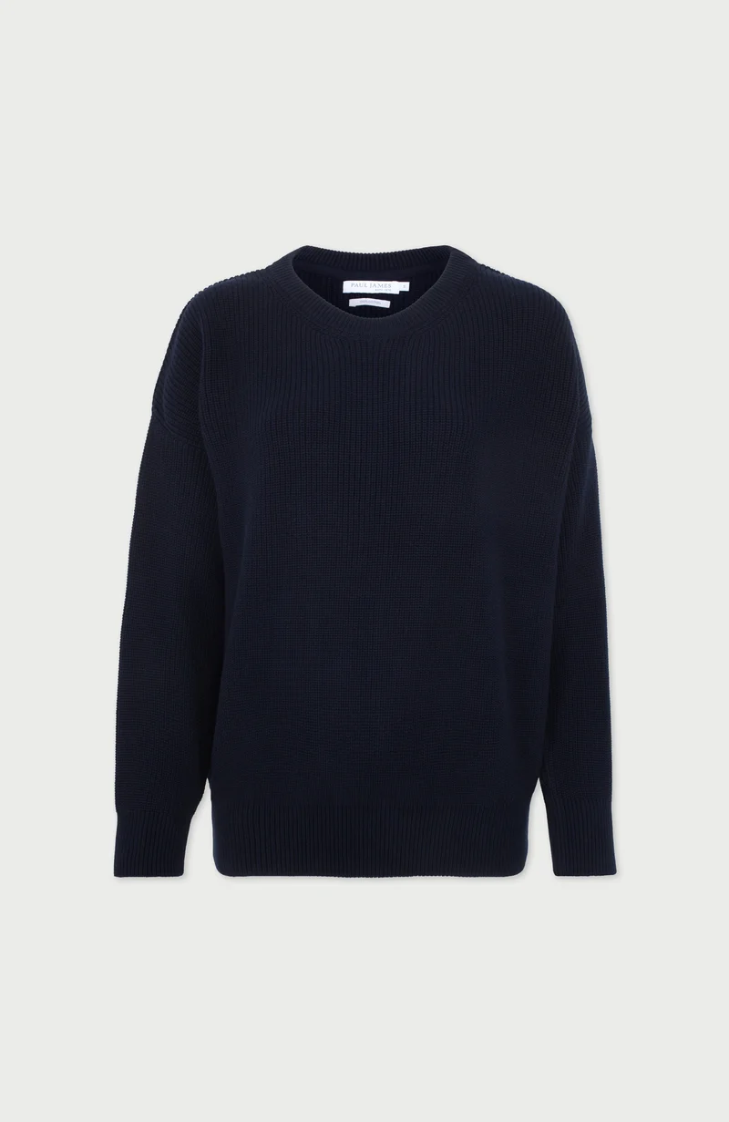 Gerippter Damenpullover mit Rundhalsausschnitt aus 100 % Baumwolle