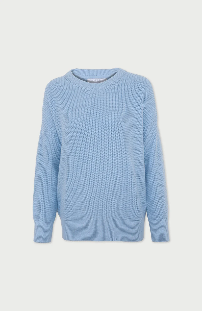 Gerippter Damenpullover mit Rundhalsausschnitt aus 100 % Baumwolle