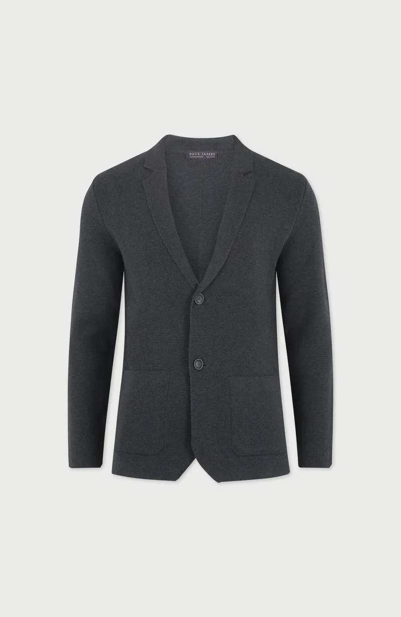 Mens Midweight Cotton Deconstructed Knitted Blazer